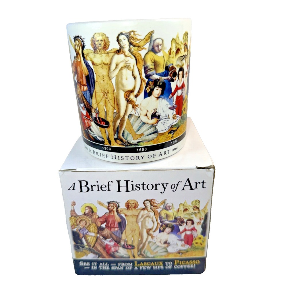 NIB Brief History Of Art 16 Oz Ceramic Coffee Mug, Unemployed Philosophers Guild